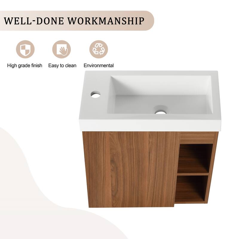 20'' Wall-Mounted Bathroom Vanity with Resin Sink & Soft-Close Door - Compact & Durable Design