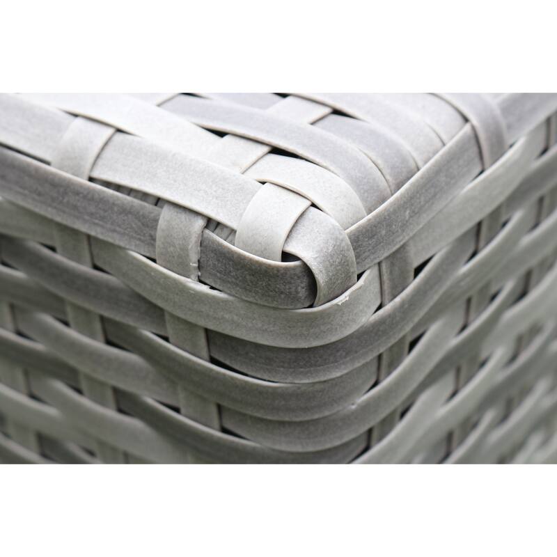 Miami Light Gray Wicker / Rattan Coffee Table with Wood Top