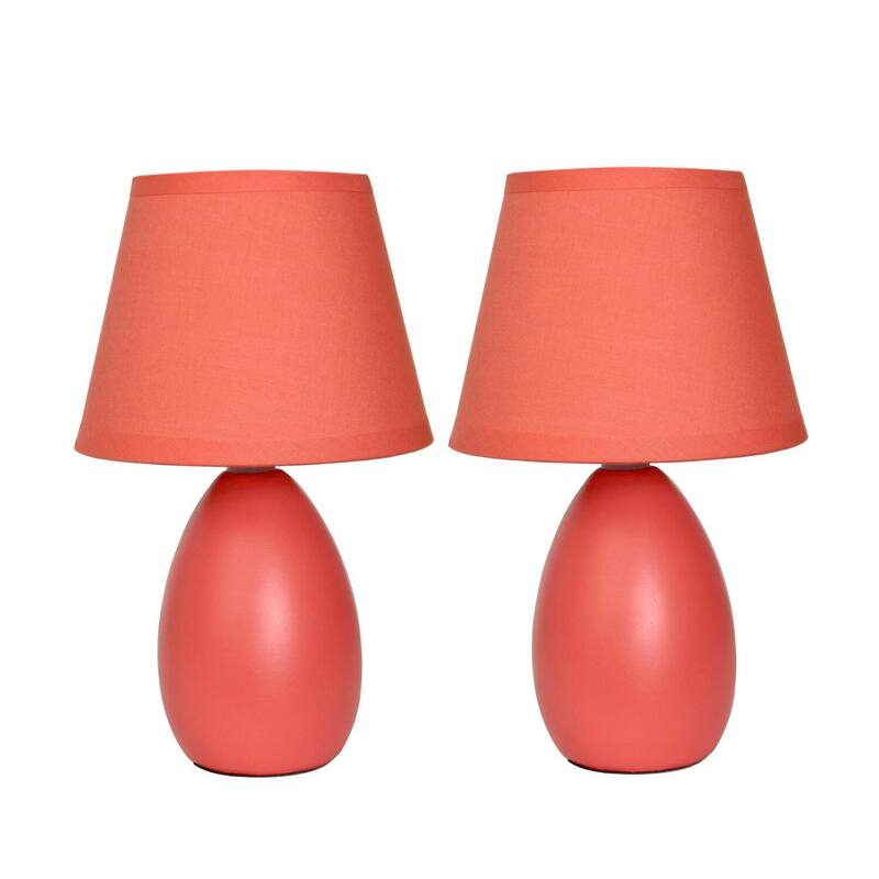 9.45 in. Orange Finish Table Lamp with Orange Shade, Sturdy Table Lamp for Living Rooms and Bedrooms