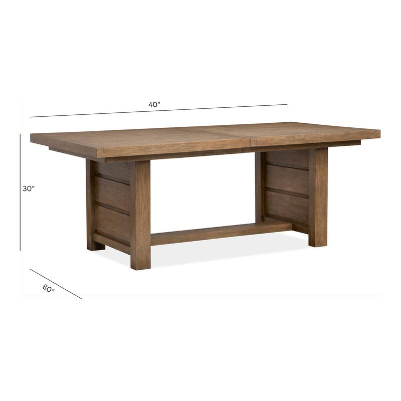 Magnussen Home Plum Creek Sierra Brown Extendable Trestle Dining Table - 40''W x 80''D x 30''H