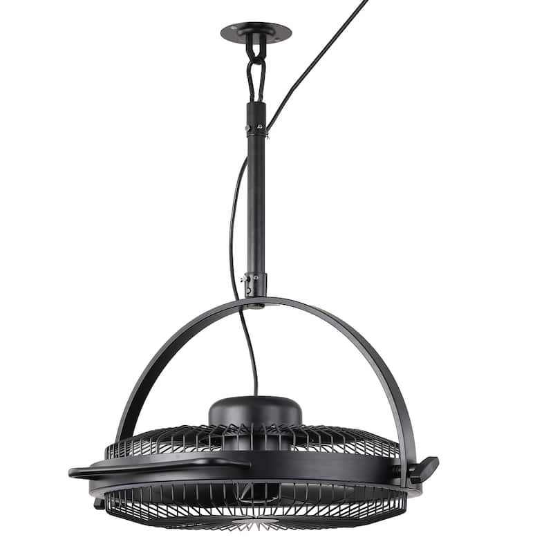 20" Industrial Black Integrated LED Rotatable Caged Ceiling Fan with Remote