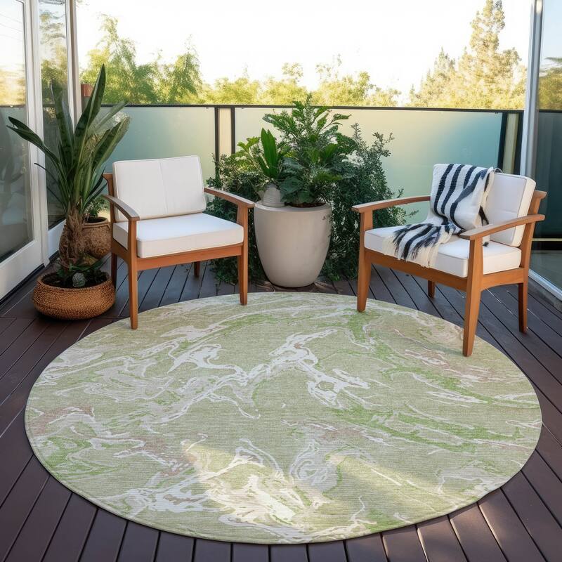 Machine Washable Indoor/ Outdoor Modern Wave Chantille Rug