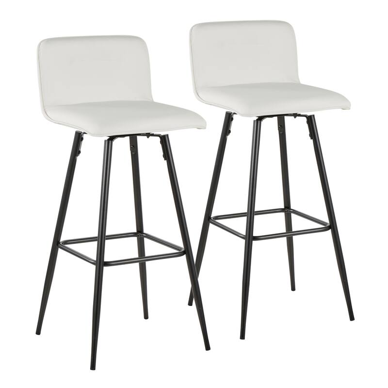 Porch & Den Kerby 30" Fixed-Height Swivel Bar Stool with Metal Legs & Square Footrest (Set of 2)