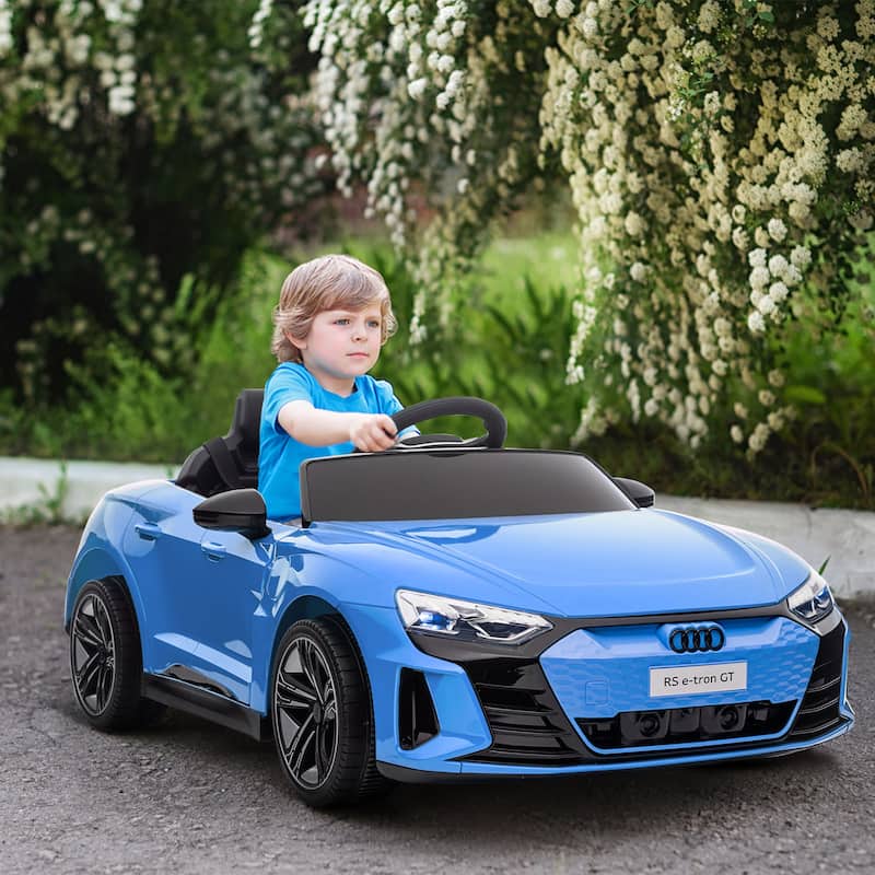 12V Kids Electric Car with Remote Control & Music, Blue Ride-On Car Drift Car Engineering Car with 4 Wheels