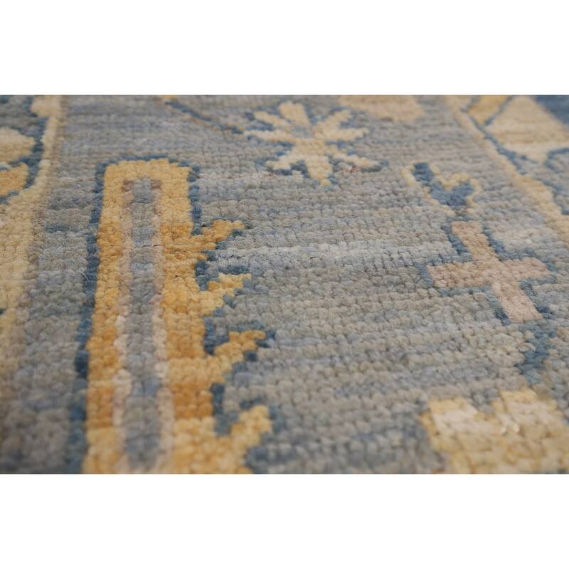 Blue Oushak Vegetable Dye Area Rug Handmade Wool Carpet - 8'2"x 10'0"