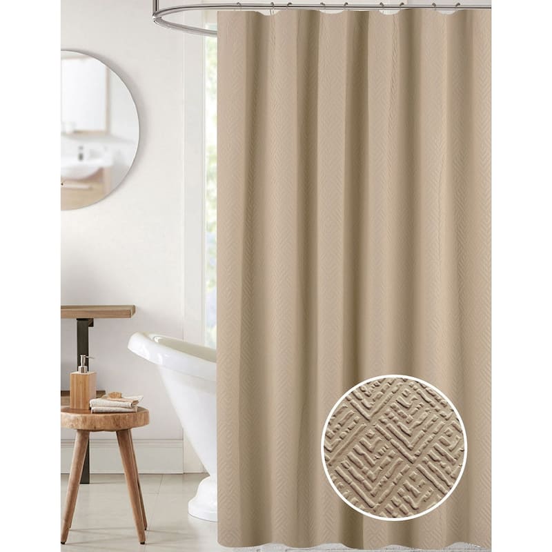Maggie Embossed Solid Shower Curtain - Taupe