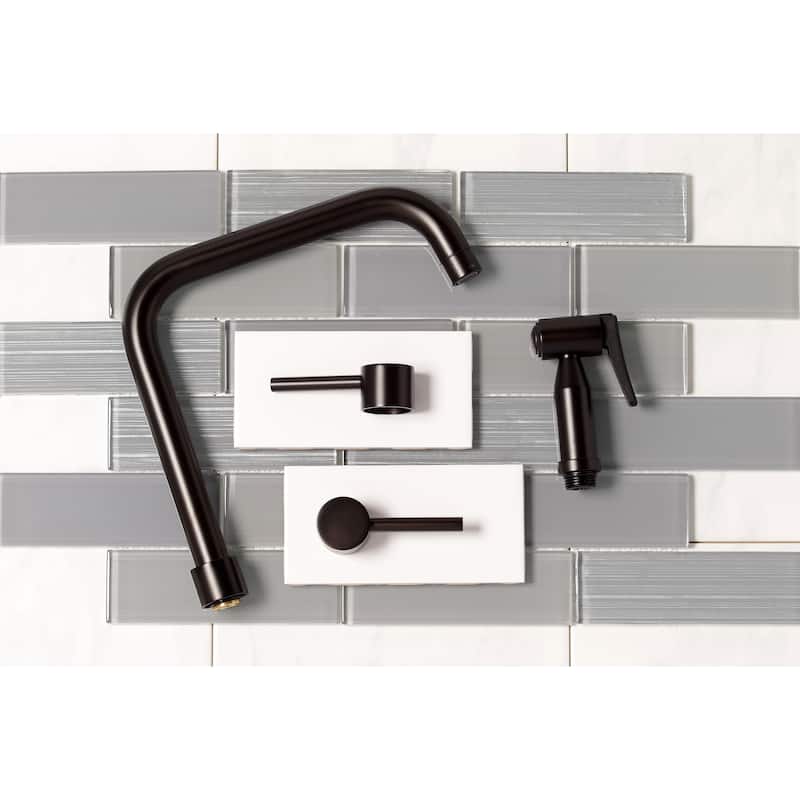 Kingston Brass Concord Two-Handle Bridge Kitchen Faucet with Brass Sprayer