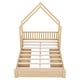 preview thumbnail 9 of 7, Queen Size House-shaped Bed with Half-guard, Wooden Platform Bed with Two Recess Handle Drawers, Natural