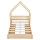 preview thumbnail 8 of 22, Queen Wood House Bed with Guardrails and 2-Storage Drawers, Natural
