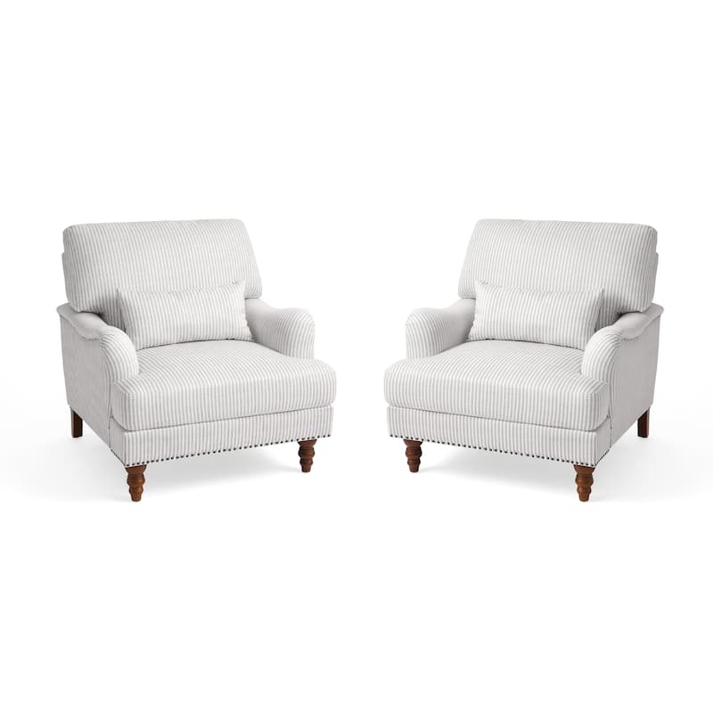 Set of 2 Mid Century Chenille Upholstered Accent Chairs