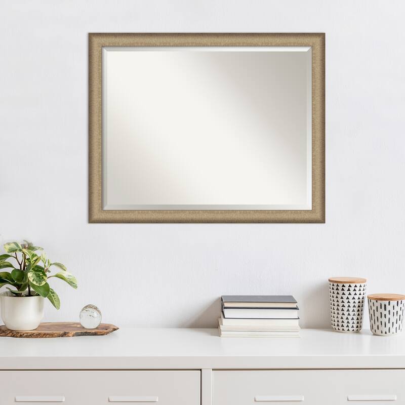 Beveled Wall Mirror - Elegant Brushed Bronze Narrow Frame