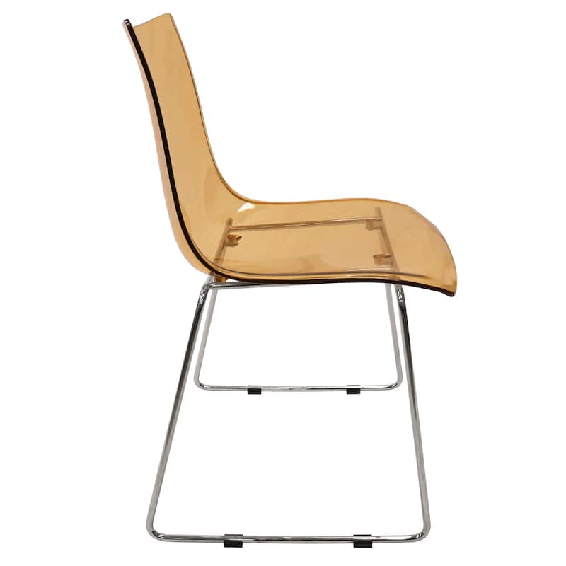 Lima Modern Transparent Acrylic in Chrome Steel Frame Dining Chair