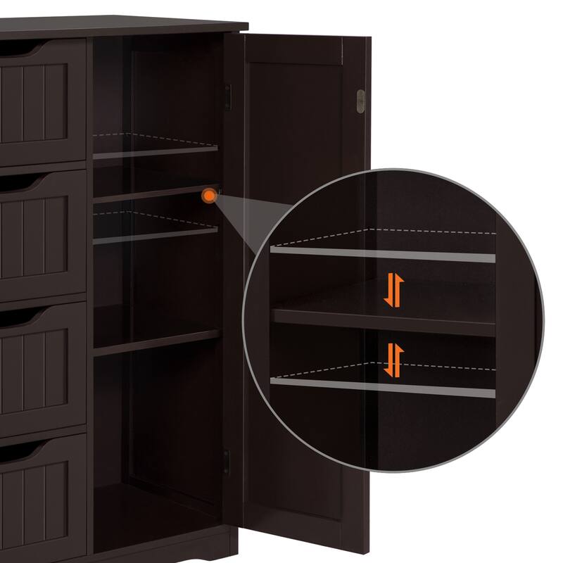 Yaheetech Floor Bathroom Cabinet Unit with 4 Drawers, Cupboard Storage for Bathroom, Livingroom