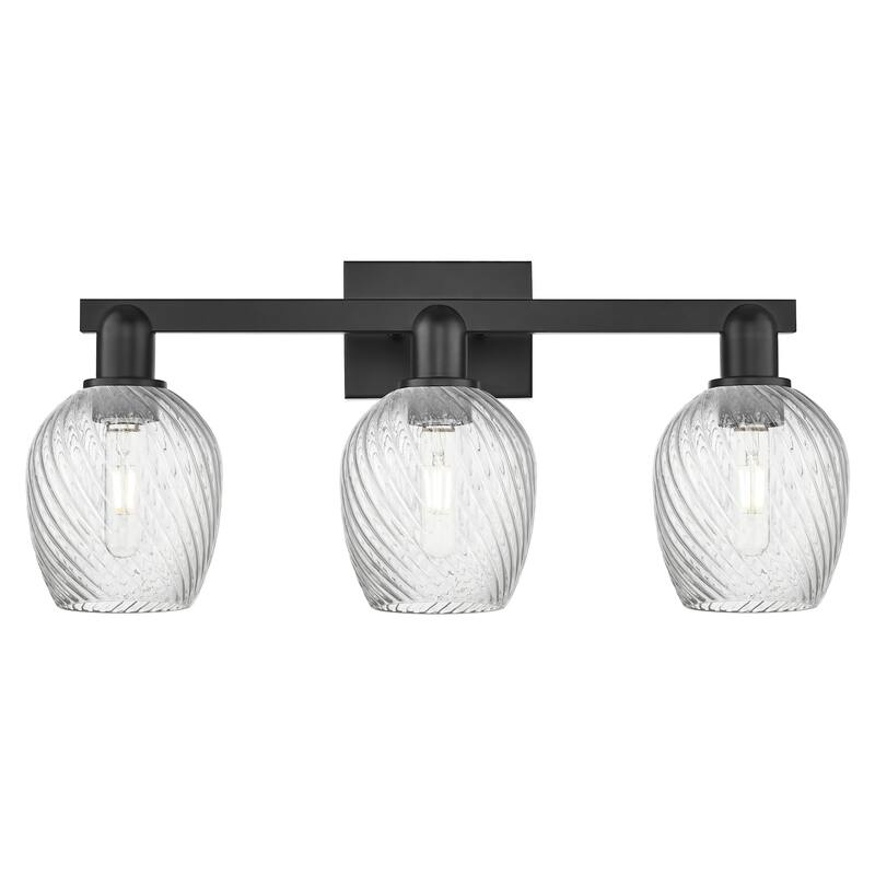 Innovations Lighting 716-3W-12-25 Salina Vanity Salina 3 Light 25" - Matte Black / Clear Spiral Fluted