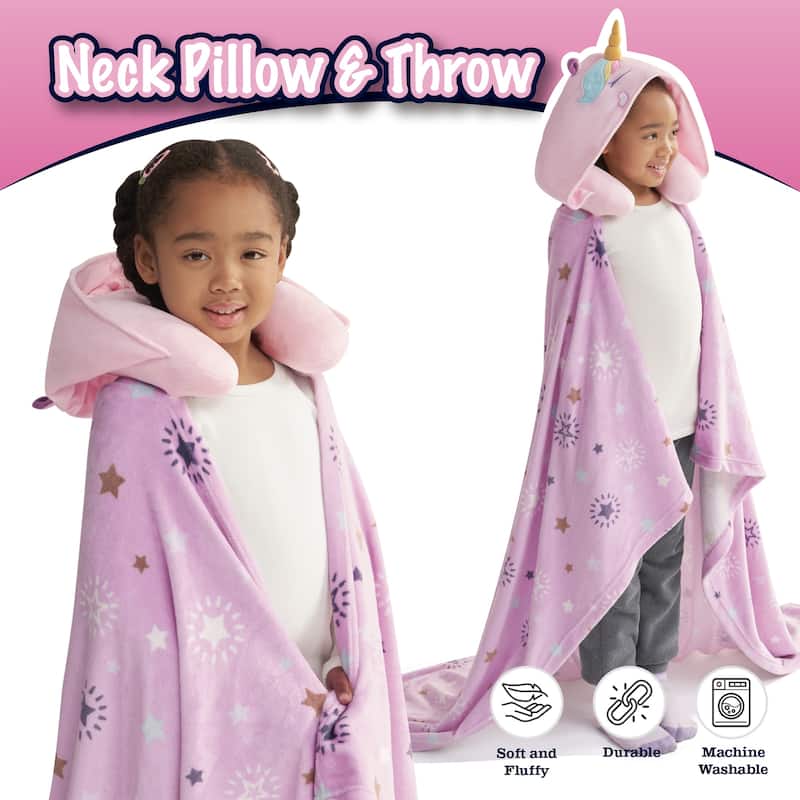 3D Animal Neck Pillow and Throw Set for Kids