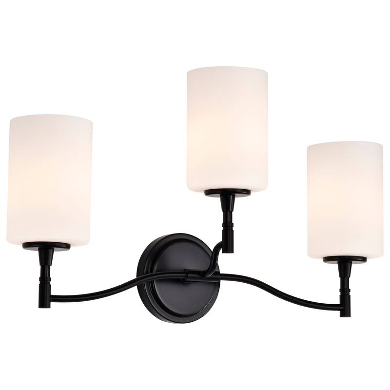 Liam 3 Light Vanity Matte Black White Opal Glass - Matte Black
