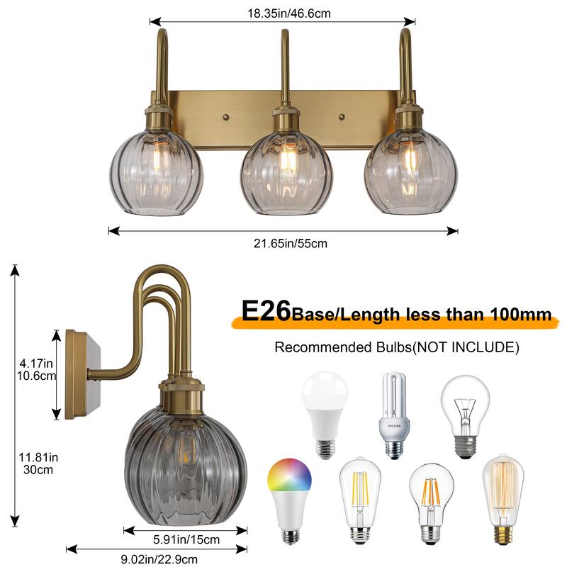 3-Light Dimmable Bathroom Vanity Light