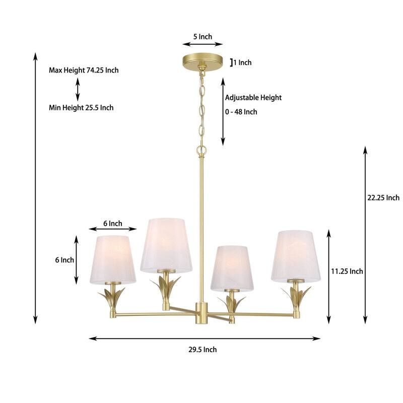 Acroma - 4 Light Gold Steel & Glass Dimmable Modern Linear Chandelier - N/A