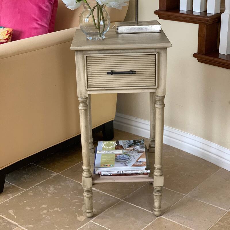 Farmhouse 1-Shelf And 1-Drawer Side Accent Table