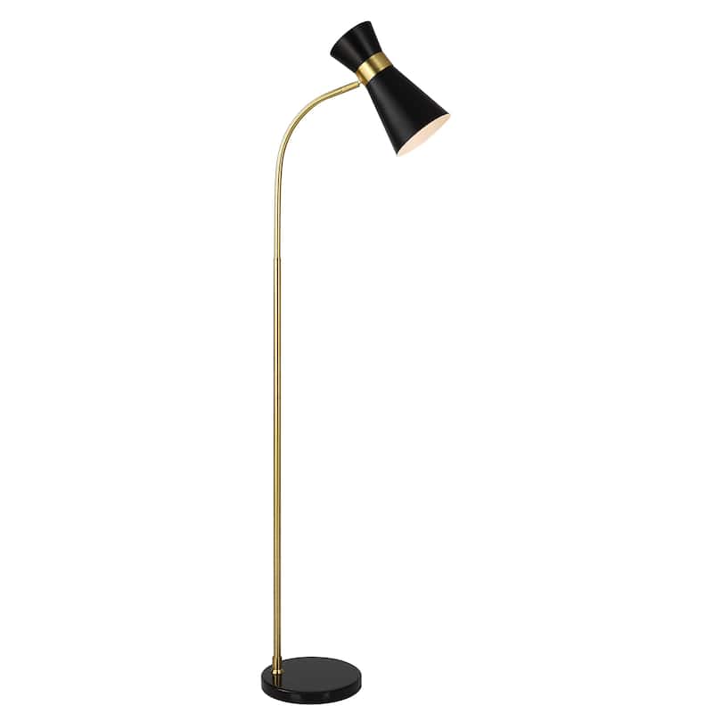 Copper Grove Gold and Black Cone Floor Lamp with Solid Marble Base