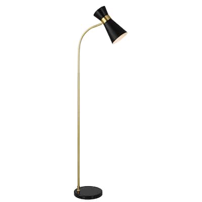 Copper Grove Gold and Black Cone Floor Lamp with Solid Marble Base