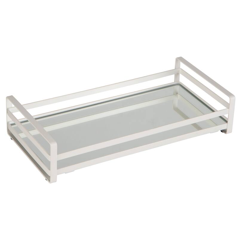 Home Details Slim Flat Wired Rails Vanity Tray - Silver - 12.8"x 6.5"x 2.7"