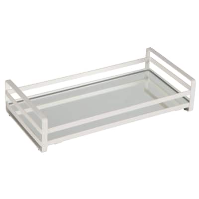 Home Details Slim Flat Wired Rails Vanity Tray - Silver - 12.8"x 6.5"x 2.7"