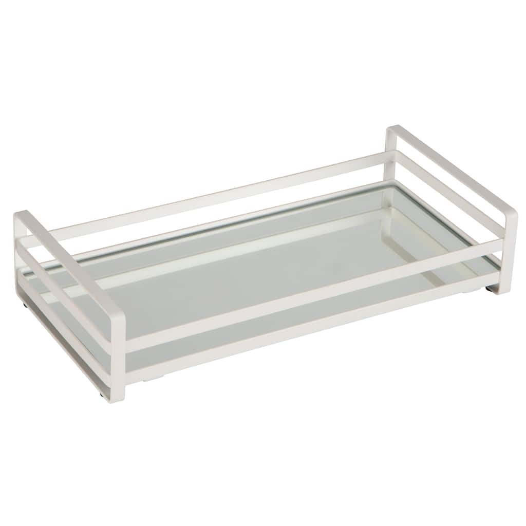 Home Details Slim Flat Wired Rails Vanity Tray - Silver - 12.8"x 6.5"x 2.7"