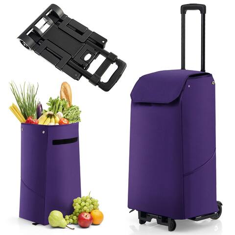 Gymax Folding Shopping Cart Rolling Utility Cart w/ Removable