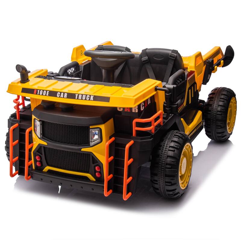 Dual-Seater Ride On Car for Kids, 24V Motor, Parental Remote Control, Bluetooth, Music, Electric Rear Dump and LED Lights