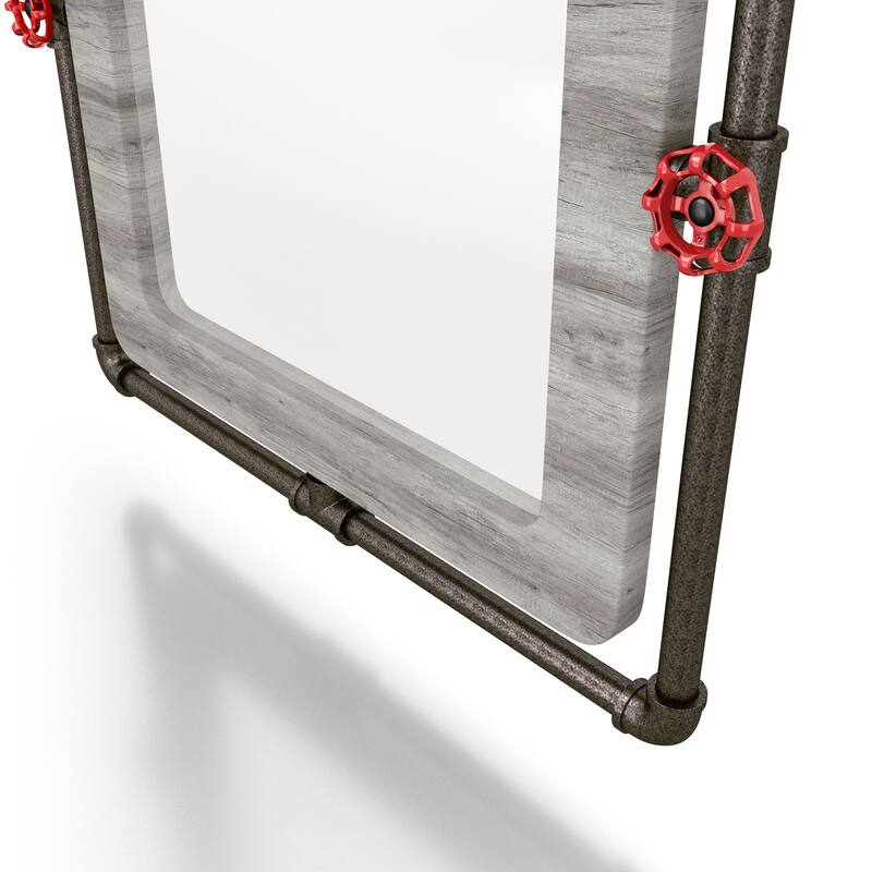 DH BASIC Industrial Pipe and Water Valve Accent Wall Mirror by Denhour