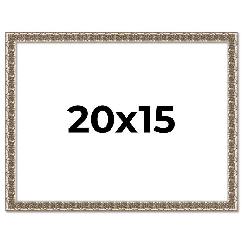 20x15 Frame Silver Versailles Ornate Solid Wood Picture Frame | 1 Inch