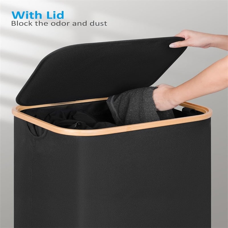 Laundry Hamper with Wheels Rolling Laundry Basket - 17.3"L x 13"W x 29.5"H