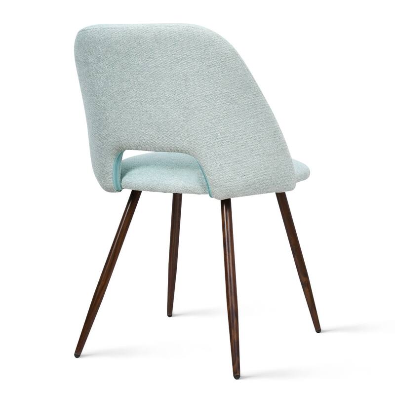 Upholstered Modern Cutout Back Dining Chair with Walnut Leg（Set of 4)