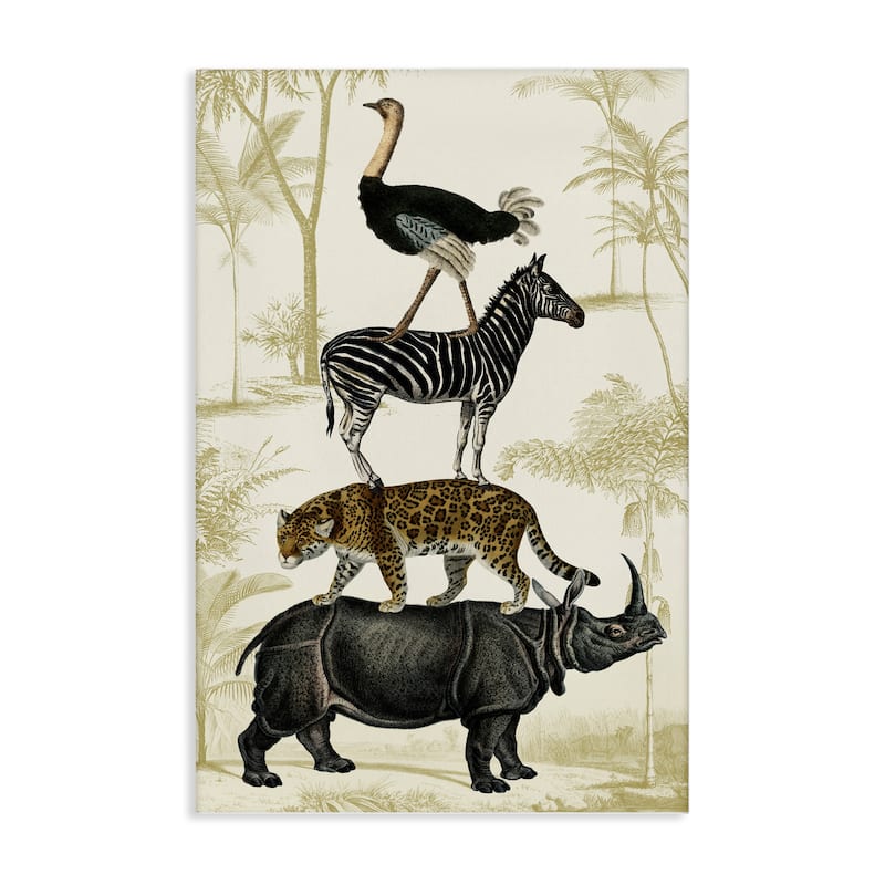 Stupell Tower of Safari Animals Canvas Wall Art Design By Victoria Barnes - 20 x 30