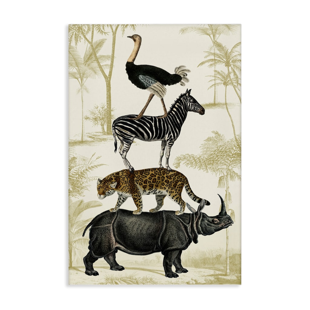 Stupell Tower of Safari Animals Canvas Wall Art Design By Victoria Barnes