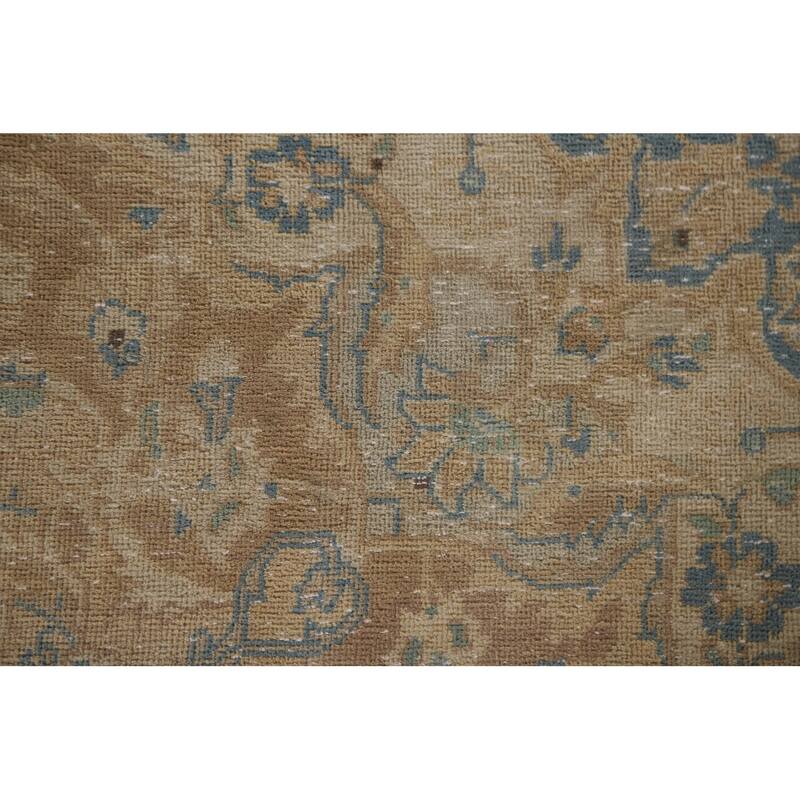 Hand Knotted Oriental 100% Wool Carpet Traditional Floral Beige & Ivories Kashan Area Rug - 10' 9'' X 7' 4''