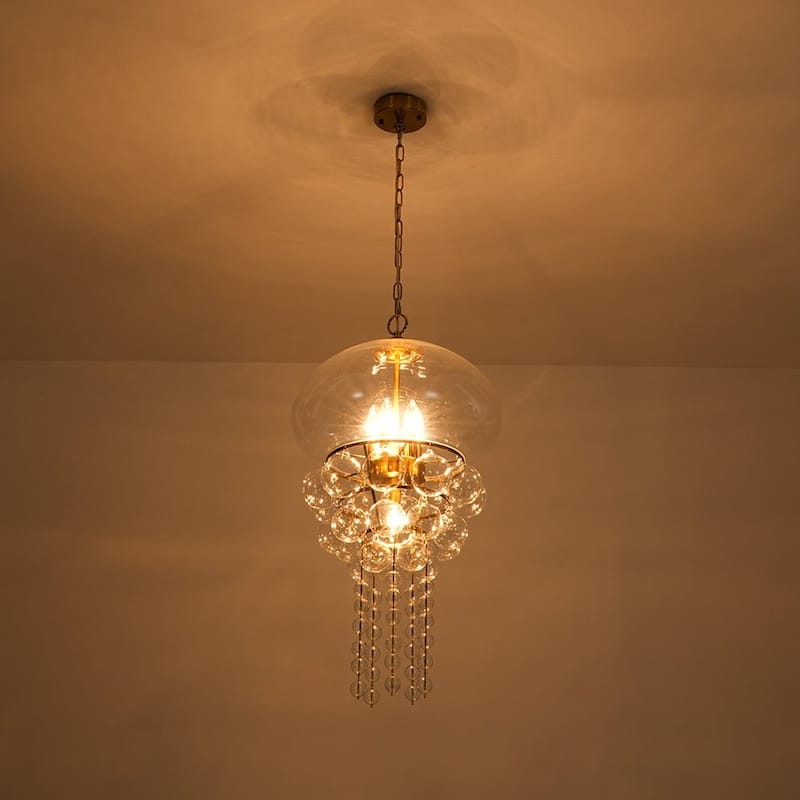Sculptural Jellyfish 6-Light Clear Glass Globe Tassel Pendant Light