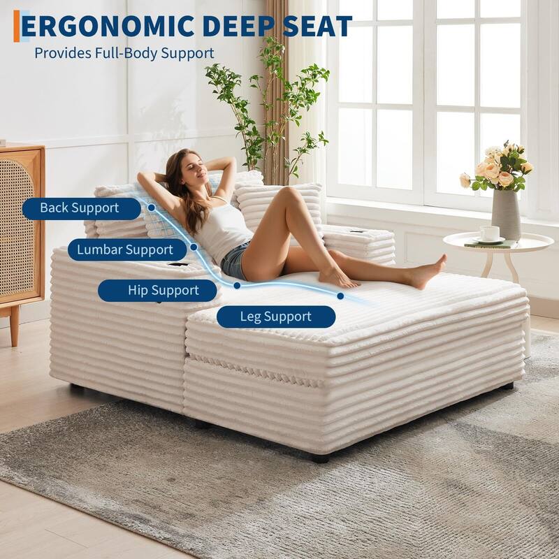 60 Inch Upholstered Sofa Bed with Throw Pillows and Armrests, Comfy Corduroy