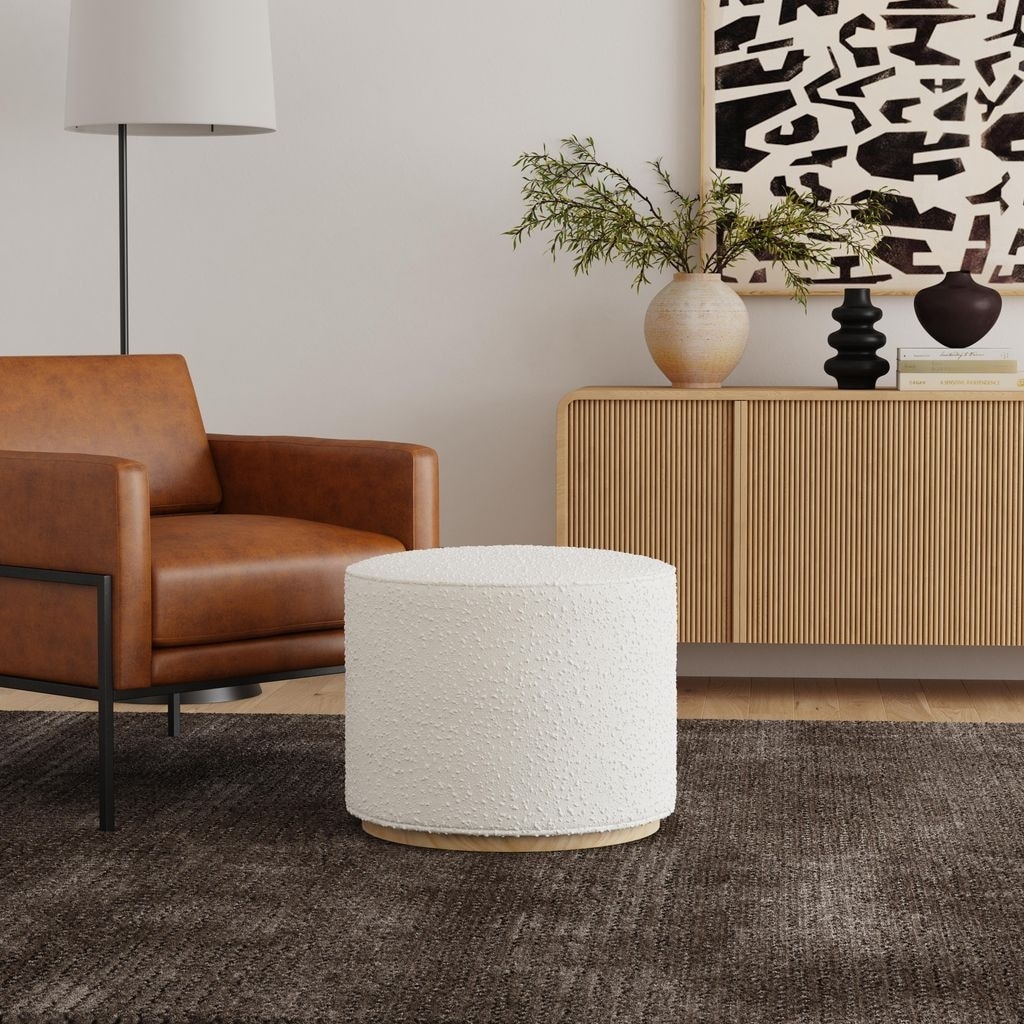 HomePop Drift Ottoman with Wood Base