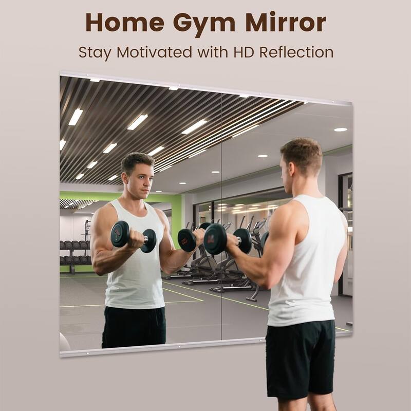 Full Length Tempered Glass Mirror - Rectangular Wall Mirror for Yoga, Gym & Dance Studio(Set of 2/3)