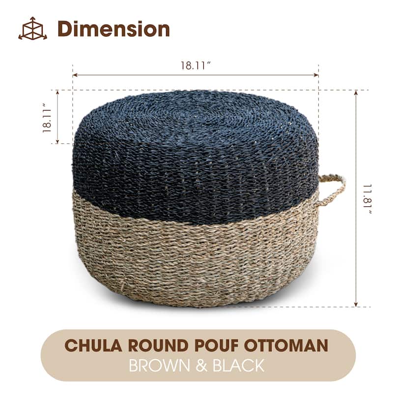 Made4Home Cera Round Natural Woven Accent Ottoman Pouf