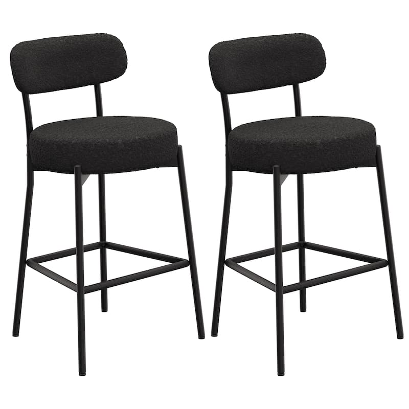 XINMICS 27 Inches Boucle Counter Height Bar Stools with Back