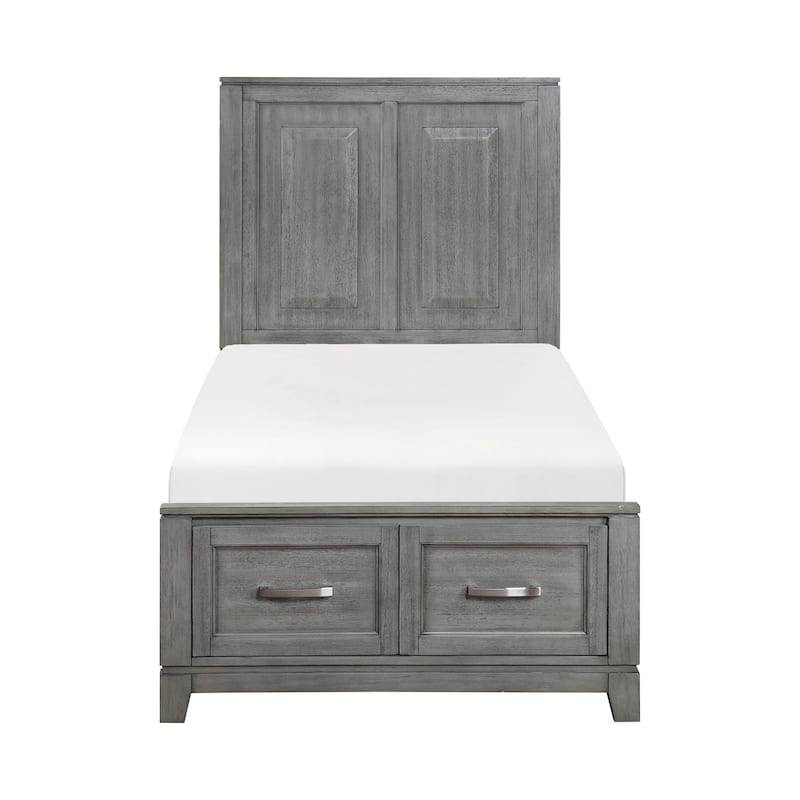 Gray Finish 3pc Bedroom Set Platform Storage Bed and Two Nightstands
