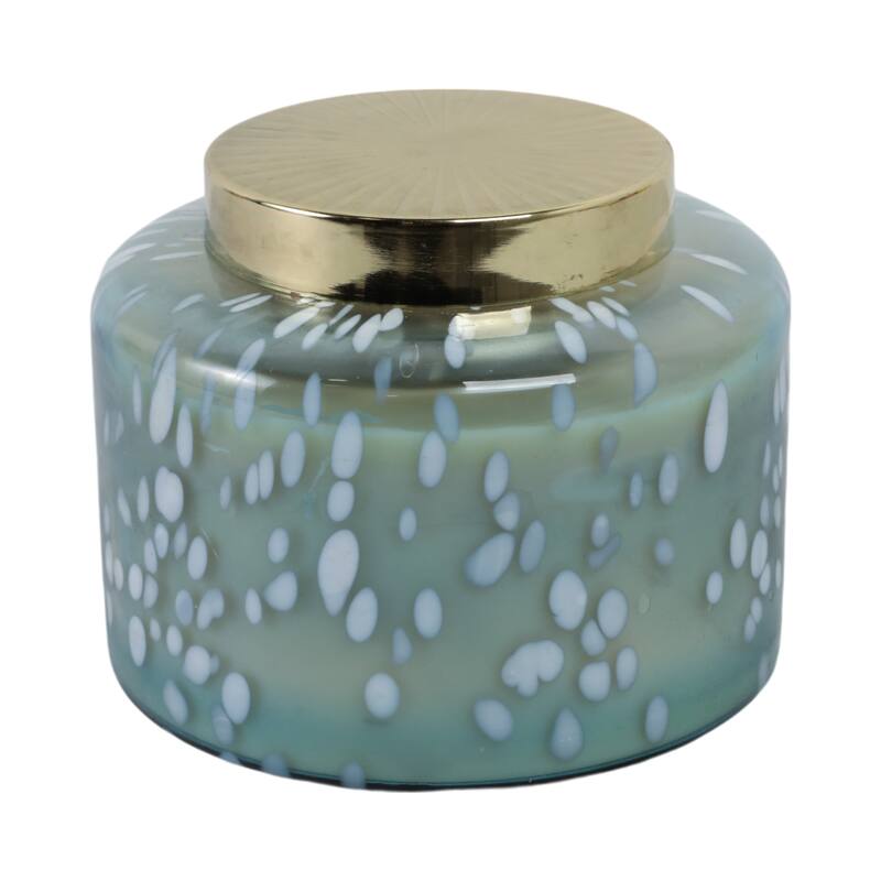 Decorative Glass Jar Candle with Metal Speckled Lid - 7" x 7" x 6"