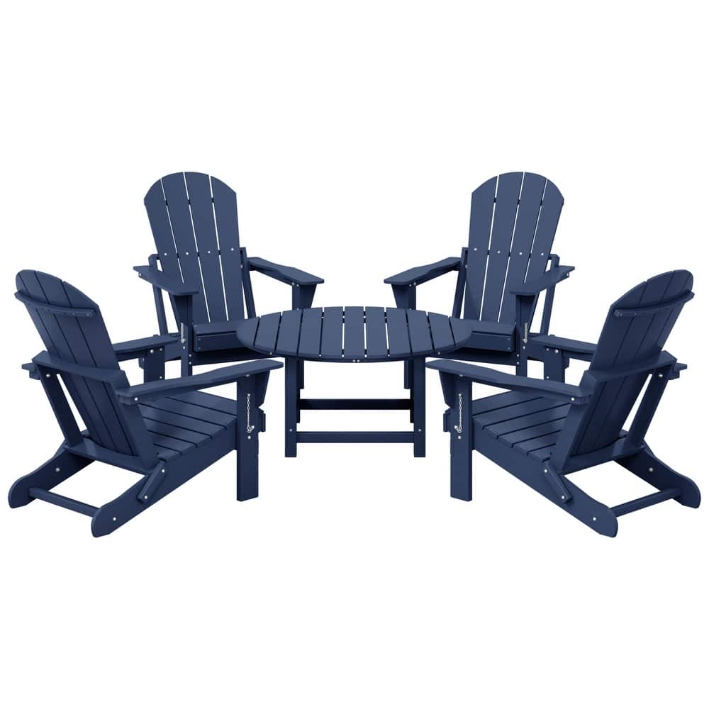 Laguna Outdoor 5-Piece Adirondack Chair With Round Coffee Table Conversation Set