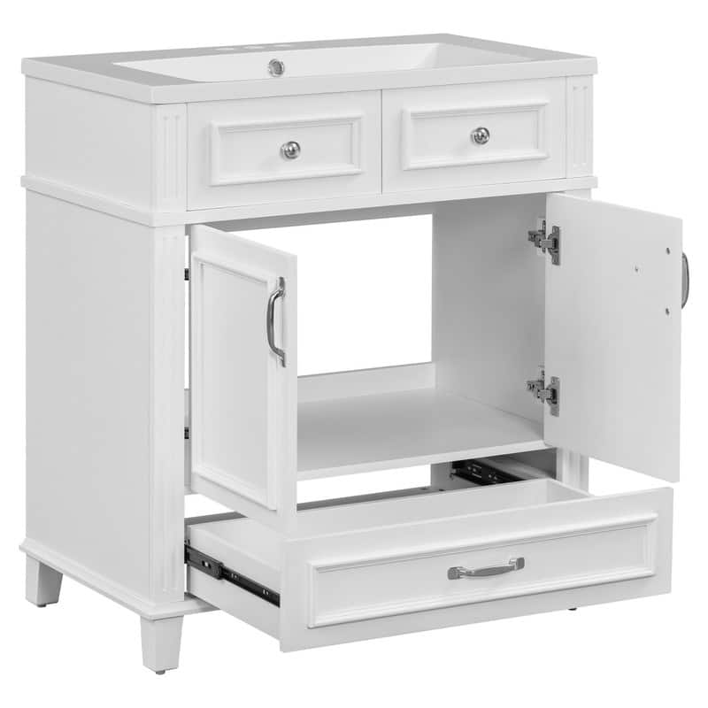 30" Bathroom Vanity with Resin Sink, Drawer and Soft Closing Doors