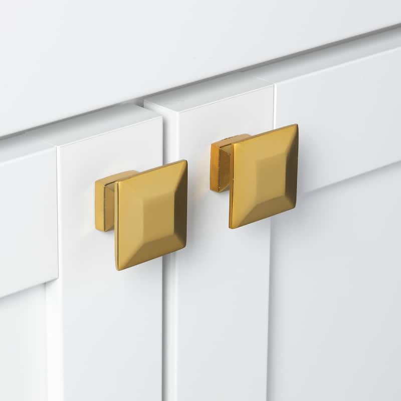GlideRite 10-Pack 1-3/8 in. Gold Square Cabinet Knobs - Brass Gold