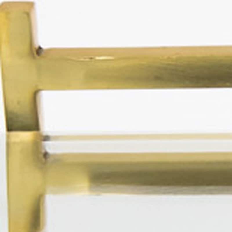 HomeRoots 16" Mirror and Gold Rectangular Glass Vanity Tray