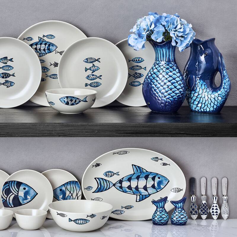 Fitz and Floyd Blue Fin Pitcher, 1 Quart